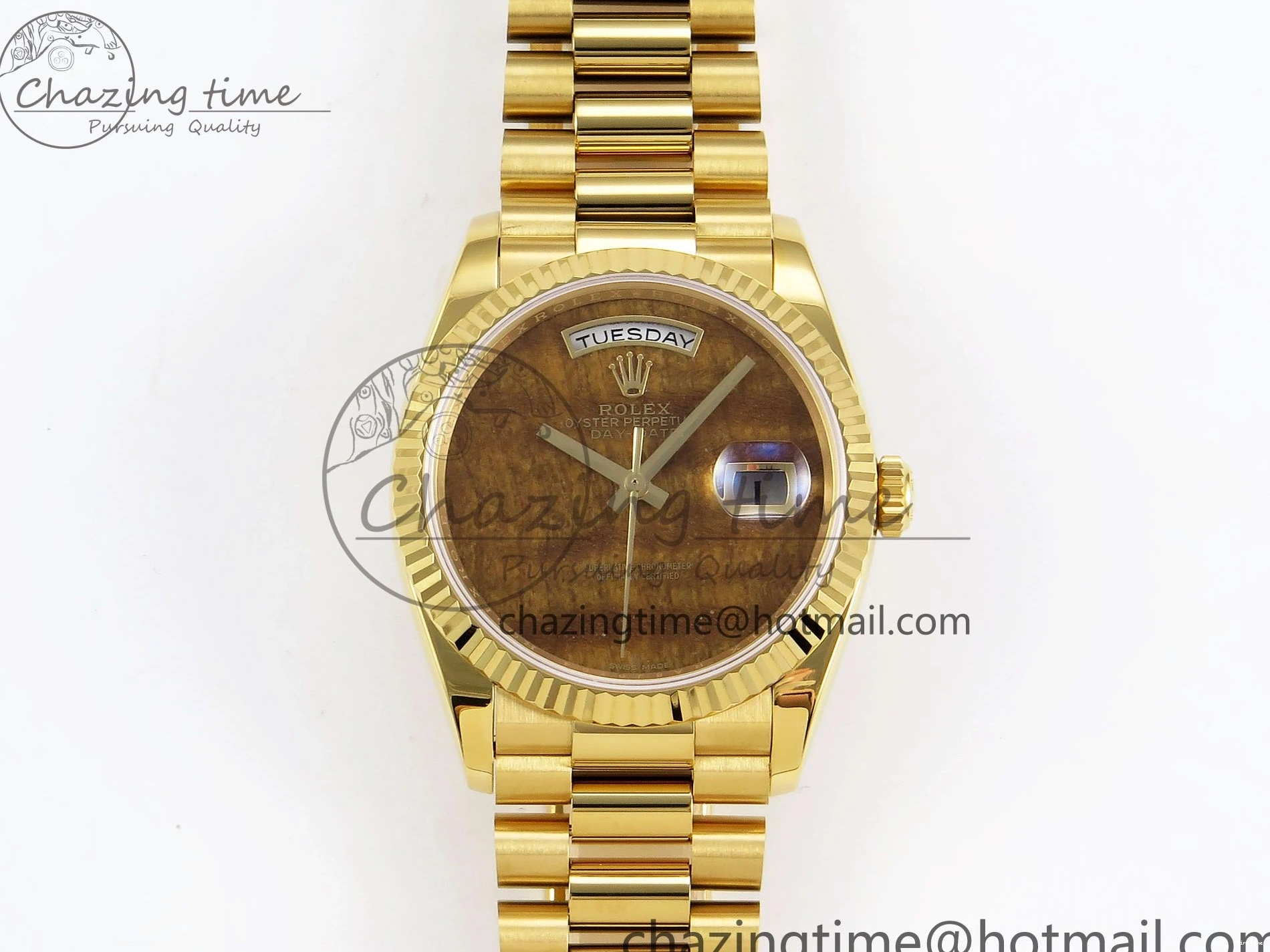 MiroTime 0324 Day Date 36 YG RAF Best Edition Brown Wave Dial on YG Bracelet A Effortless 1383